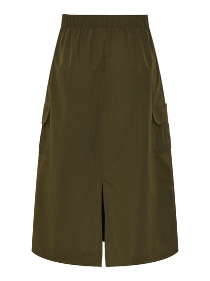 Pieces - Khaki Green Cargo Midi Skirt