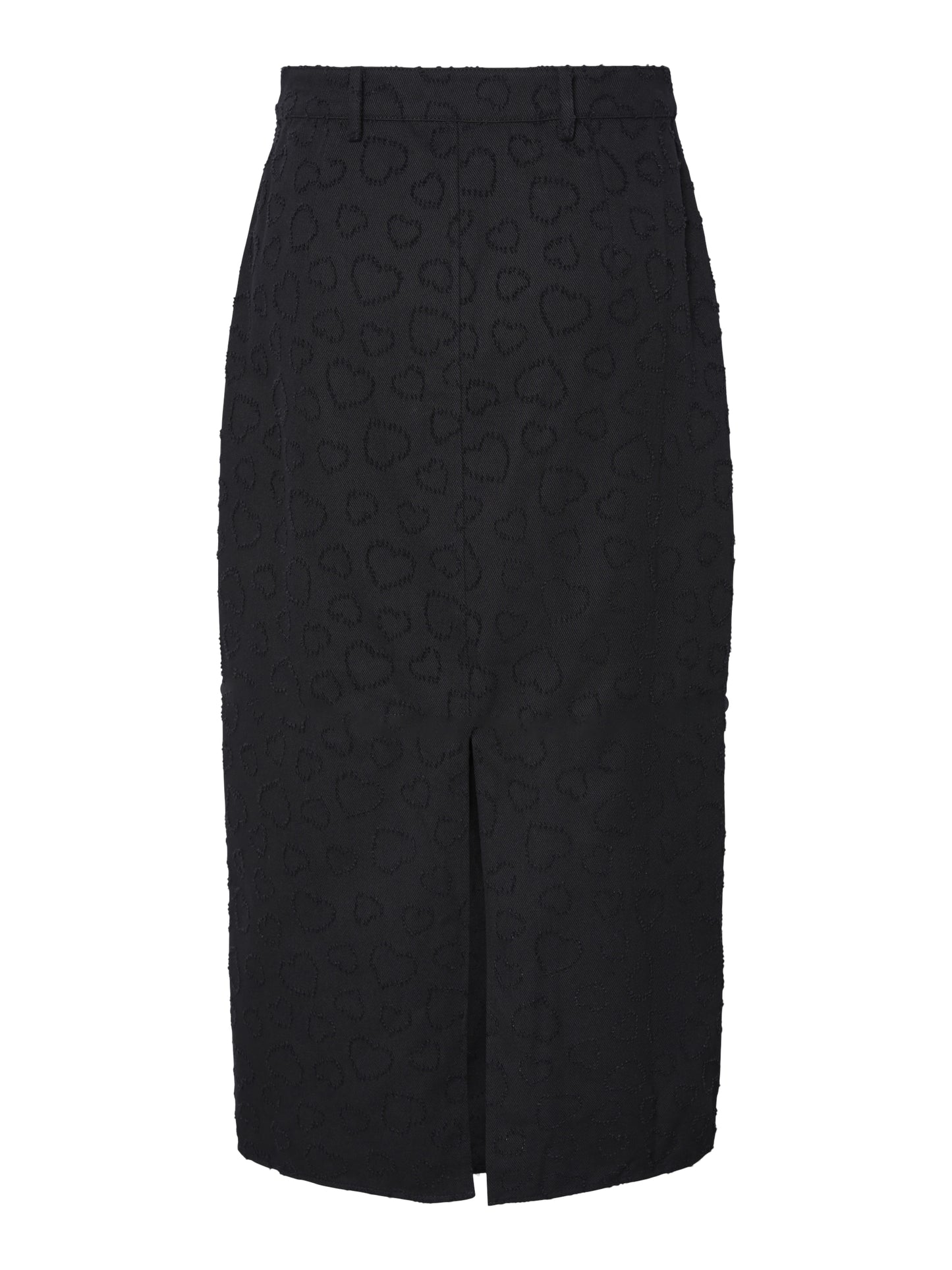 Pieces - Heart Embroidered Black Denim Skirt