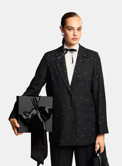 Pieces - Black Blazer with Rhinestones