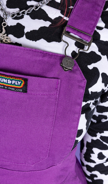 Run & Fly - Purple Stretch Twill Flared Pinafore Dress