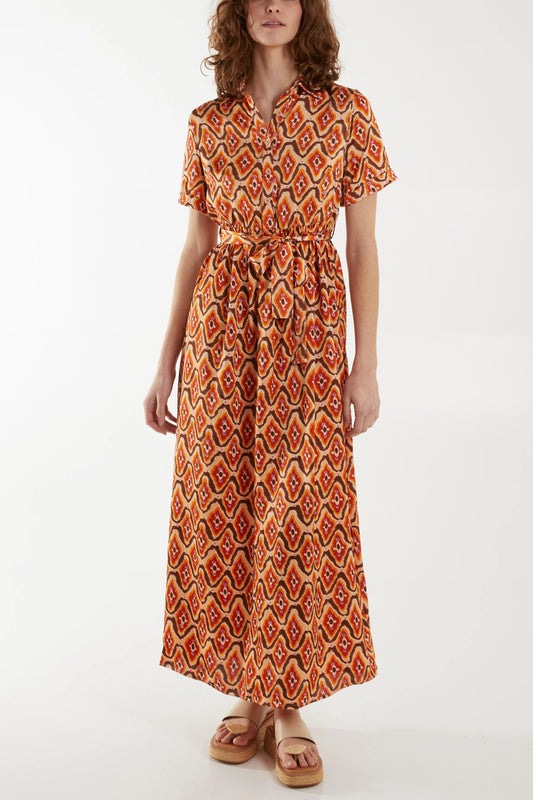 The Edit - Abstract Print Tie Front Maxi Dress