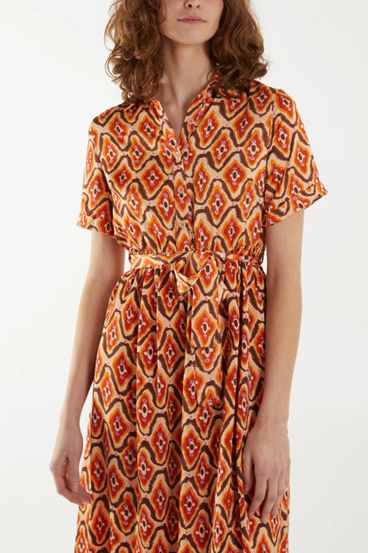 The Edit - Abstract Print Tie Front Maxi Dress