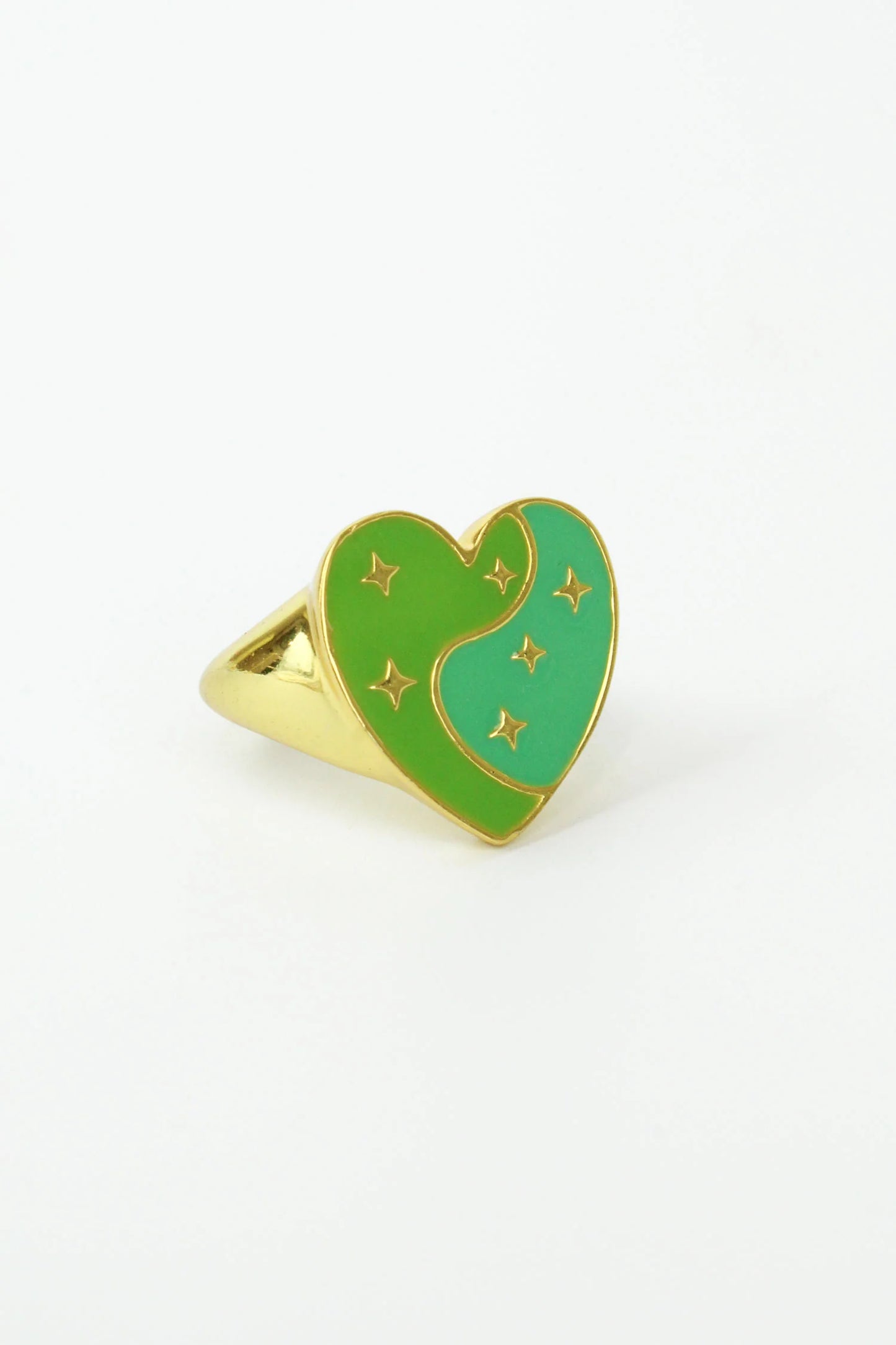 My Doris - Green Enamel Heart Star Ring