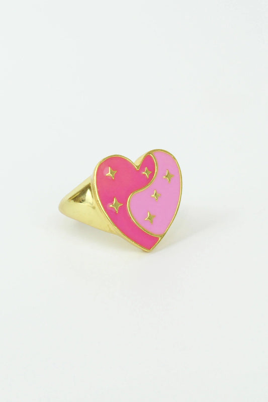 My Doris - Pink Enamel Heart Star Ring