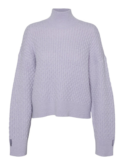 Something New - Lilac Wavy Knit Relaxed Jumper