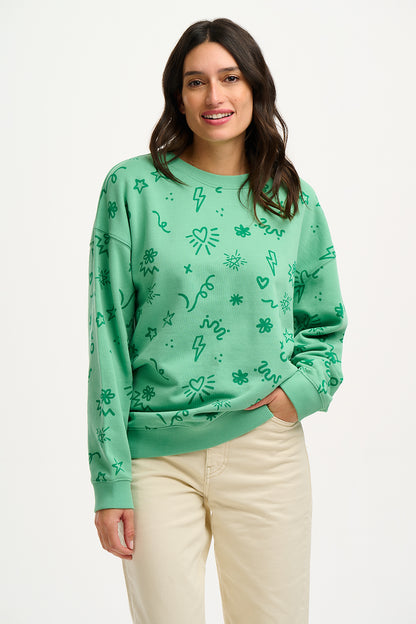 Sugarhill Brighton - Edie Green Doodle Relaxed Sweater