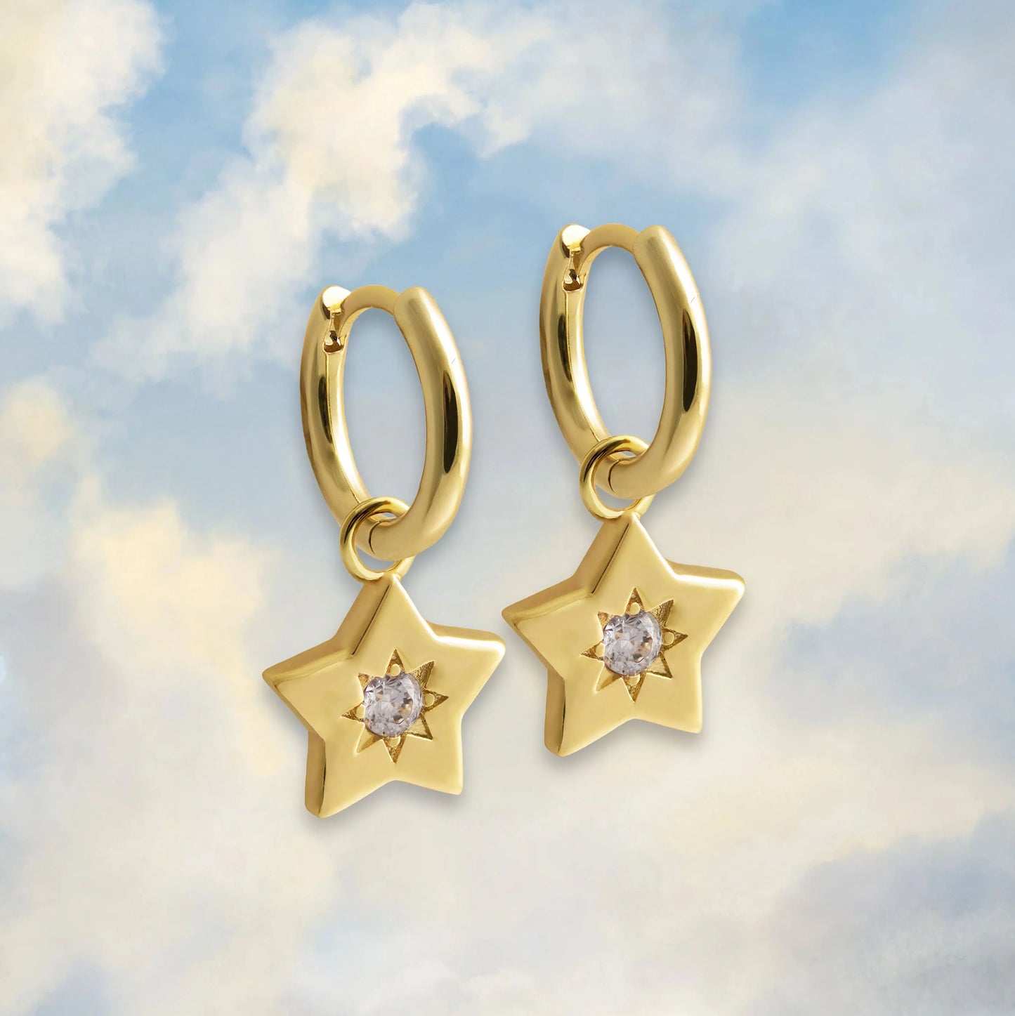 Junk Jewels - Shooting Star Charm Hoop Earrings