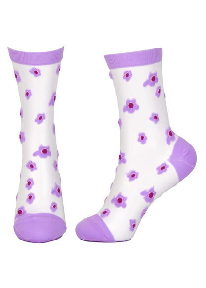 Joe Cool - Sheer Lilac Flower Socks