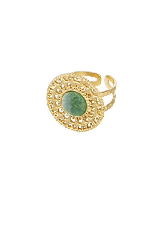 The Edit - Baroque Ring with Grass Green stone