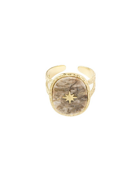 The Edit - Stone Ring with Gold Star