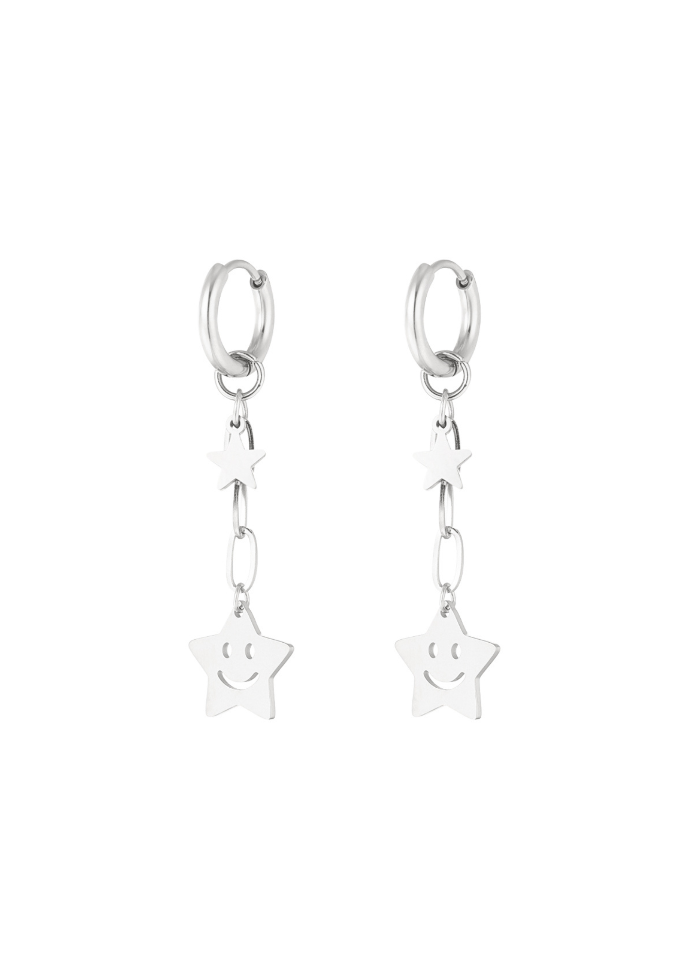 The Edit - Happy Star Drop Earrings in Silver
