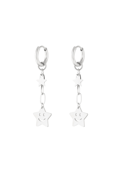 The Edit - Happy Star Drop Earrings in Silver