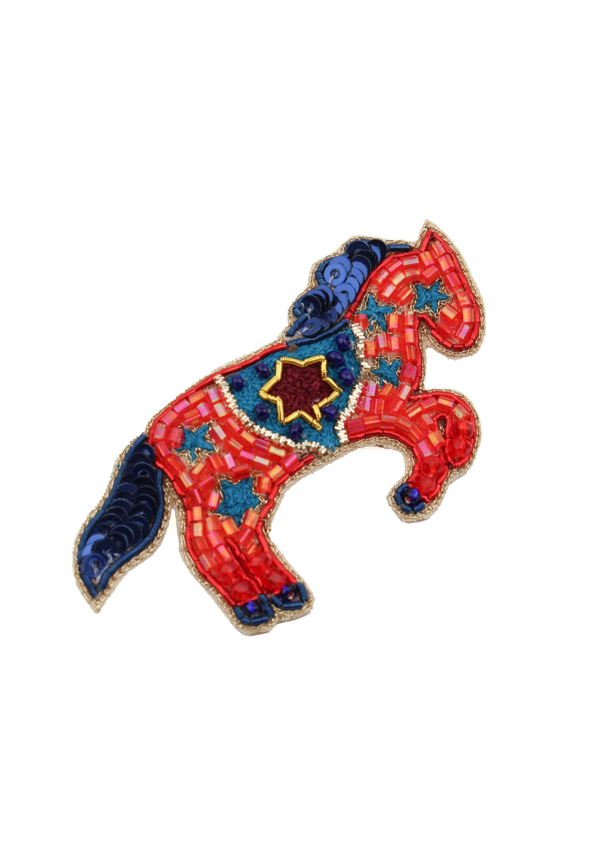 My Doris - Red & Blue Folk Horse Brooch