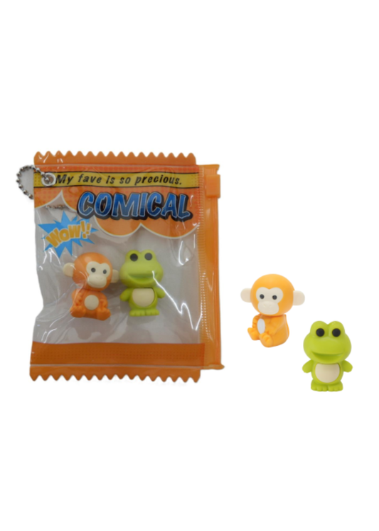 Iwako - Monkey & Frog Eraser Zip Bag