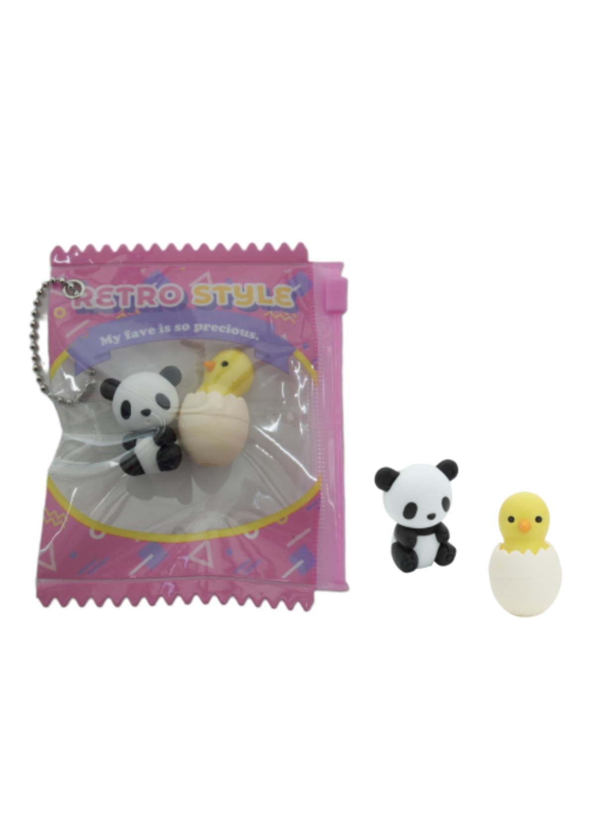 Iwako - Panda & Chick Eraser Zip Bag