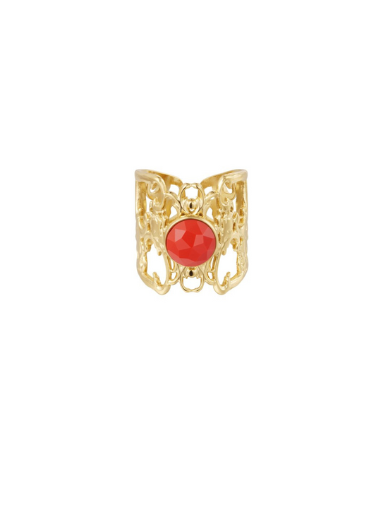 The Edit -  Dainty Filigree Red Stone Ring