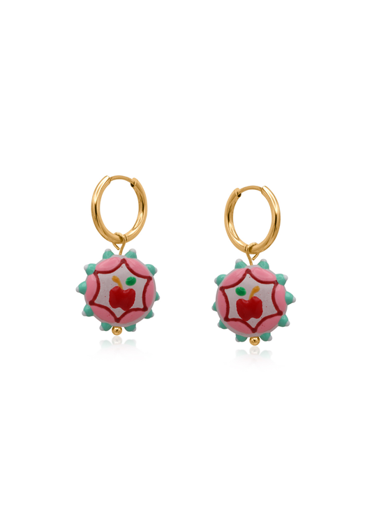 Big Metal London - Vivid Apple Charm Earrings