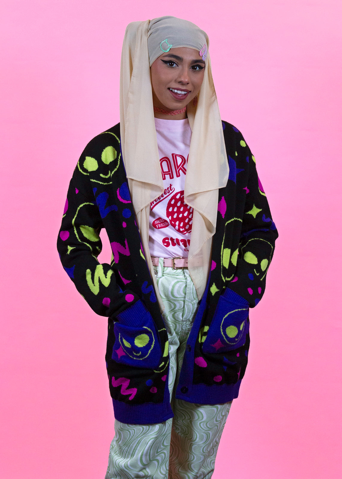 Home of Rainbows - 90s Alien Knit Cardigan