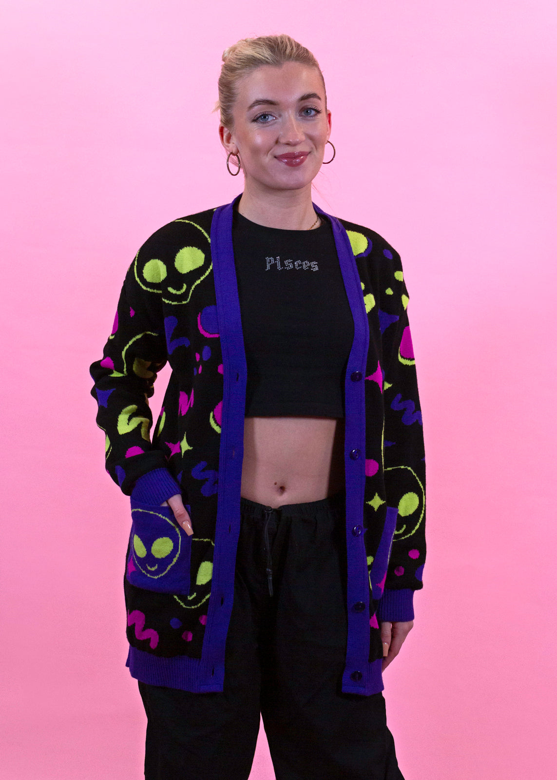 Home of Rainbows - 90s Alien Knit Cardigan