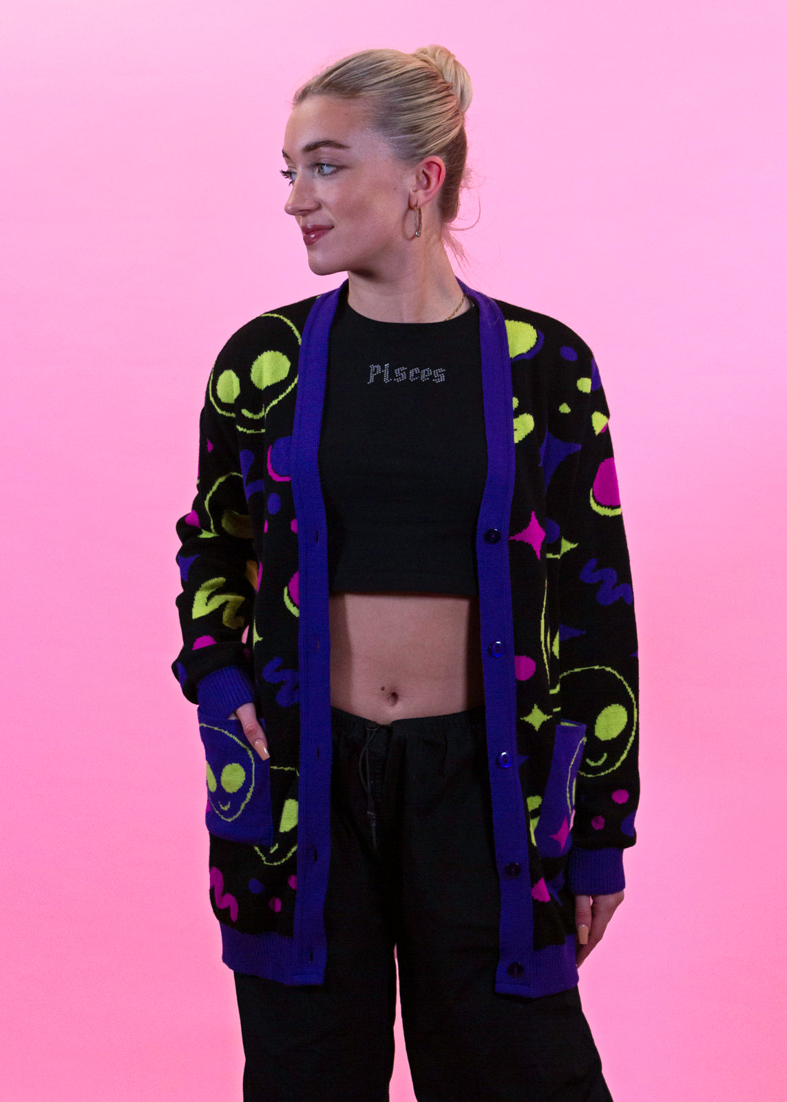 Home of Rainbows - 90s Alien Knit Cardigan