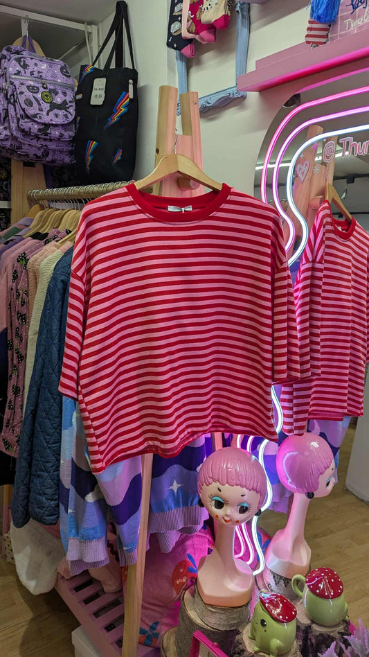 The Edit - Candy Pink & Red Stripe Tee