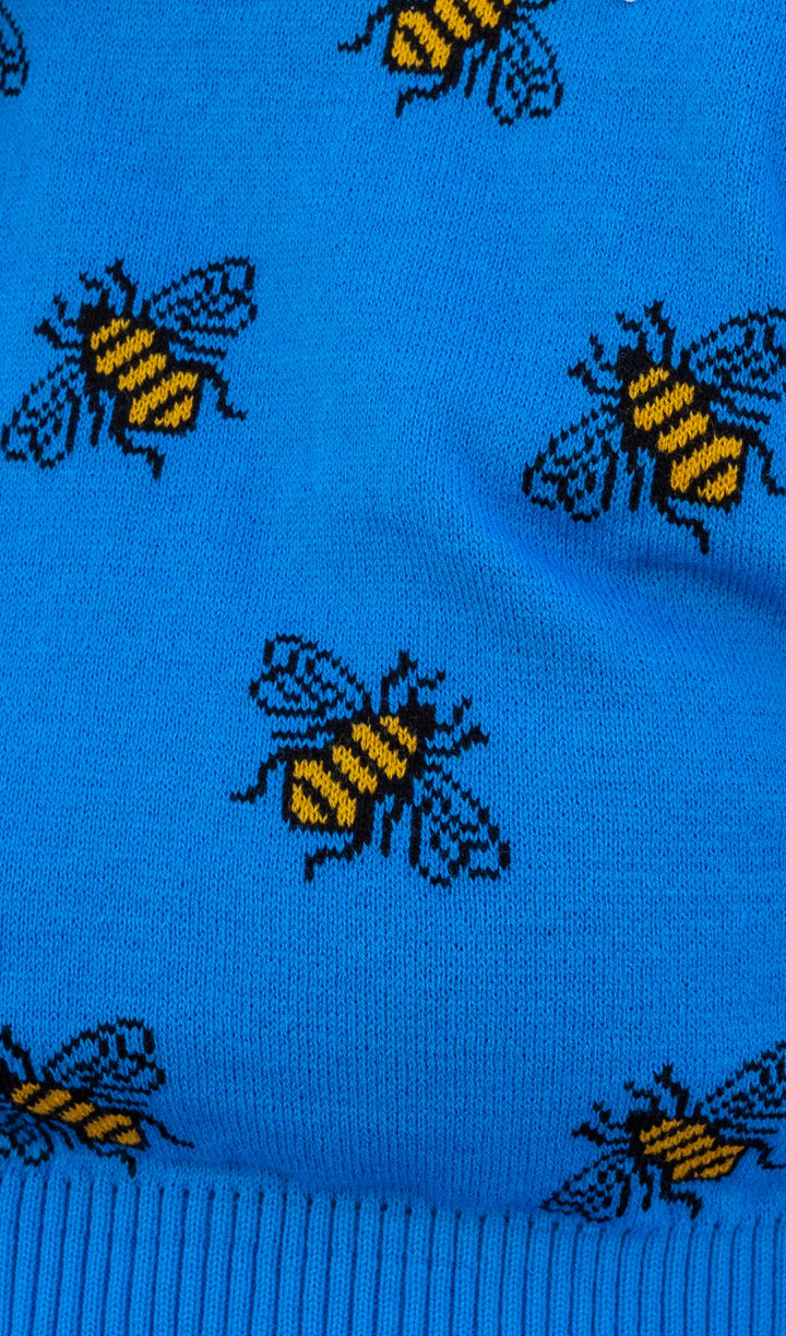 Run & Fly - Blue Cropped Bee Sweater Vest