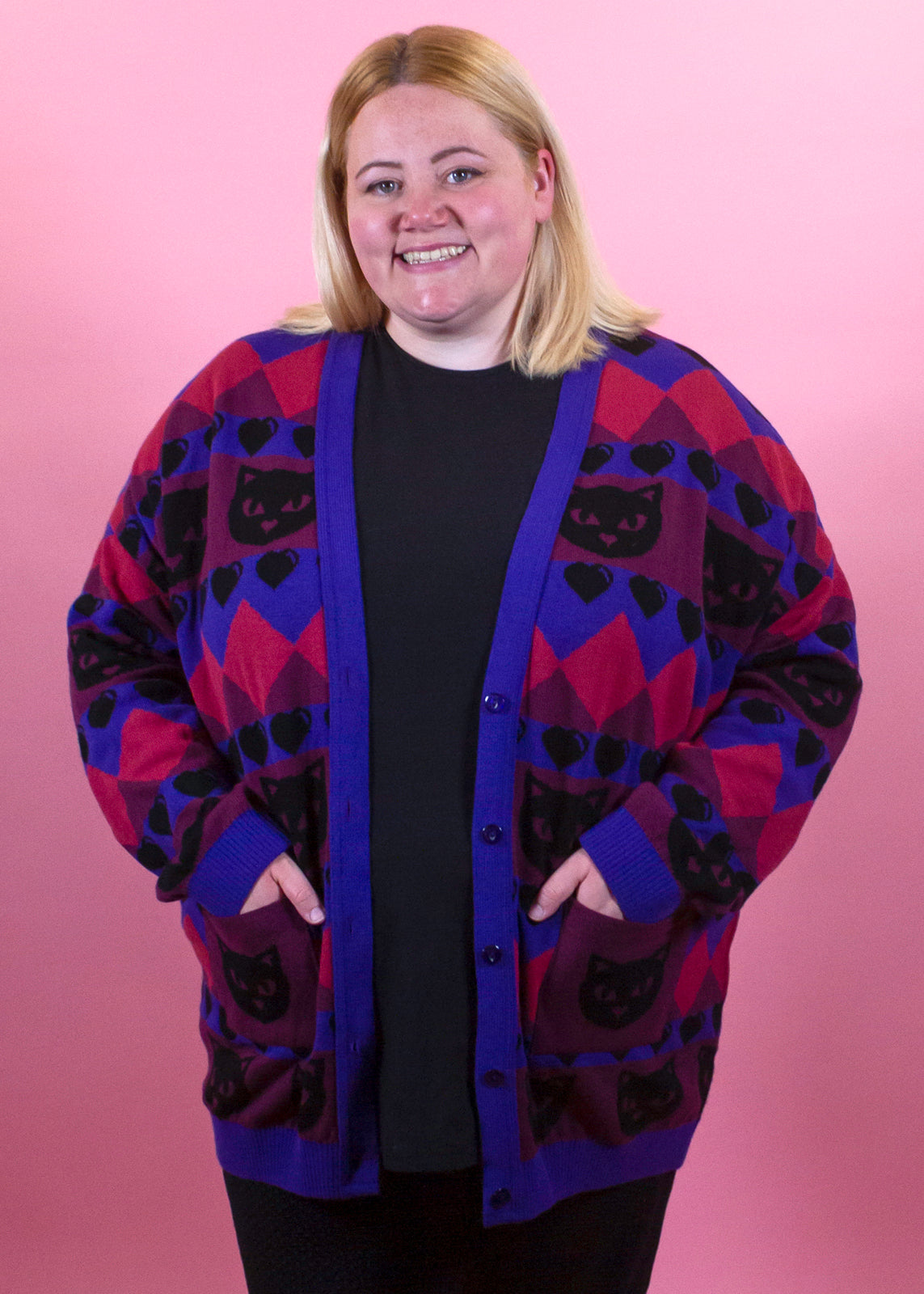 Home of Rainbows - Berry Kitty Knit Cardigan