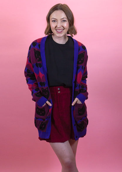 Home of Rainbows - Berry Kitty Knit Cardigan