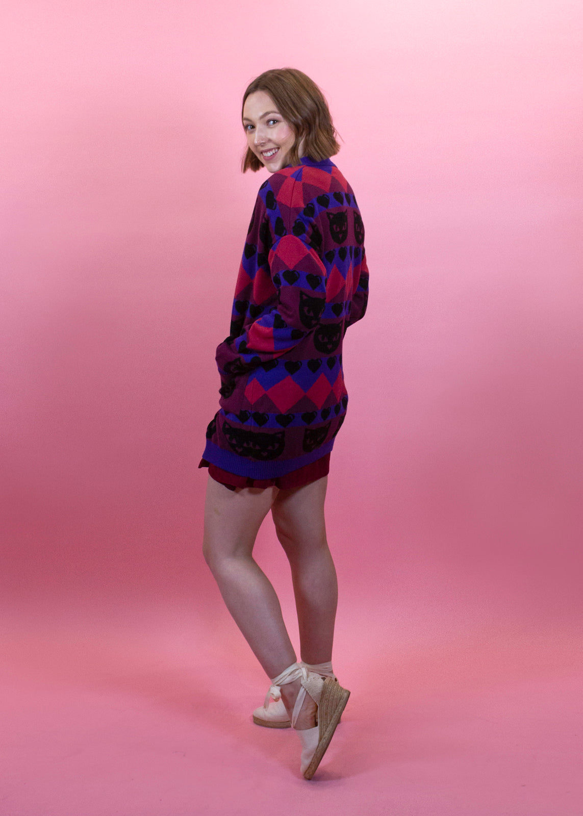 Home of Rainbows - Berry Kitty Knit Cardigan