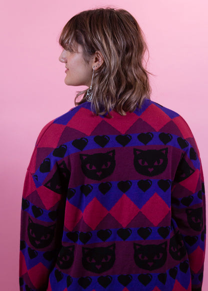 Home of Rainbows - Berry Kitty Knit Cardigan