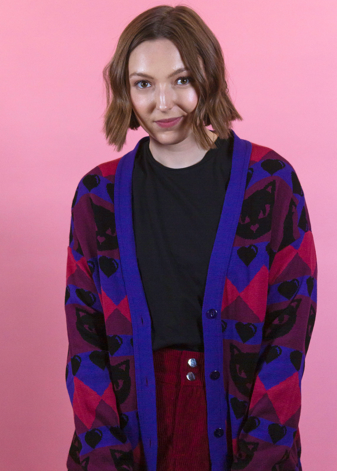 Home of Rainbows - Berry Kitty Knit Cardigan