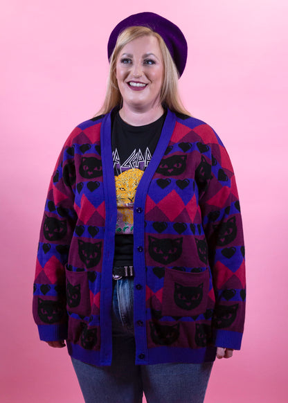 Home of Rainbows - Berry Kitty Knit Cardigan