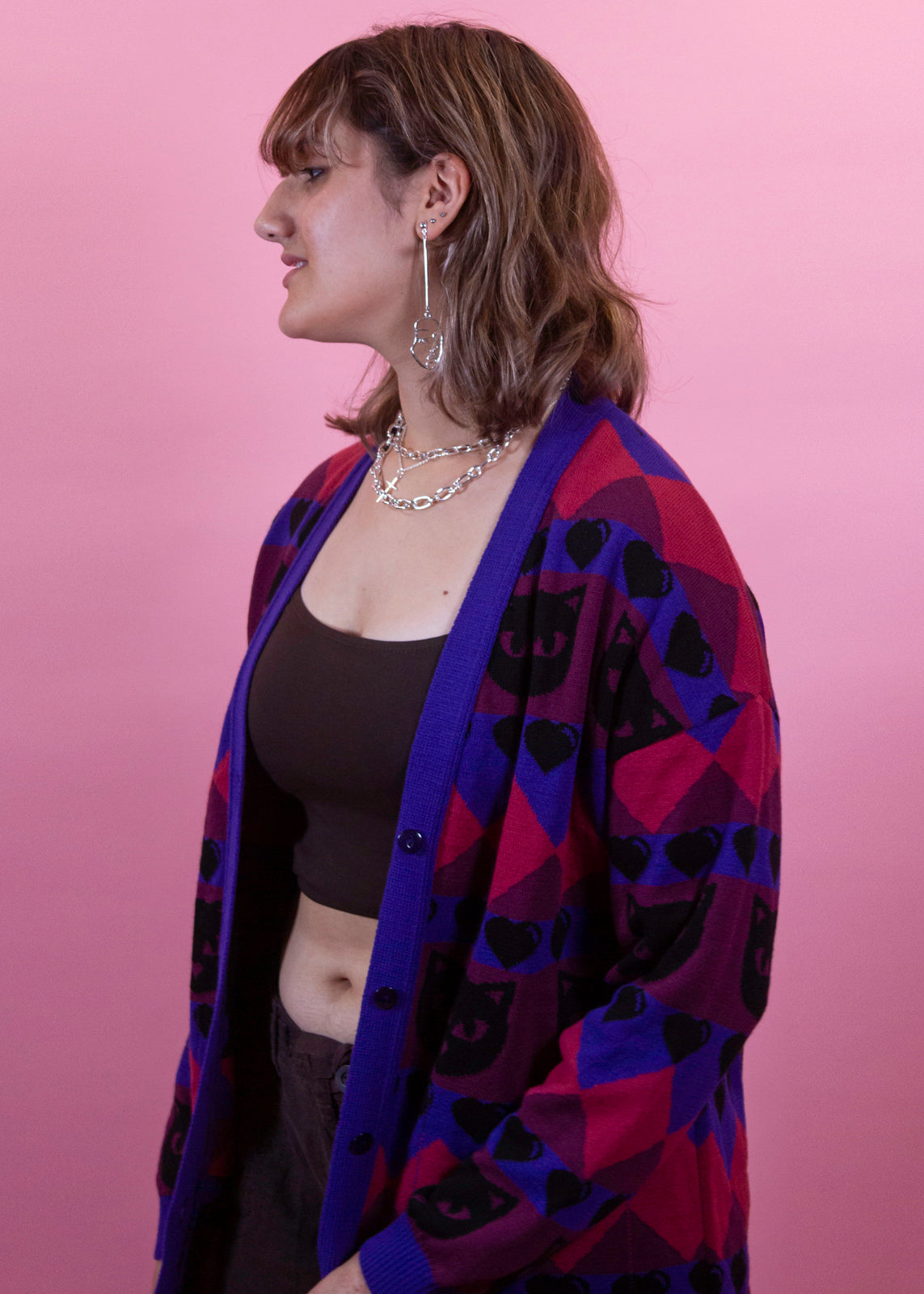 Home of Rainbows - Berry Kitty Knit Cardigan