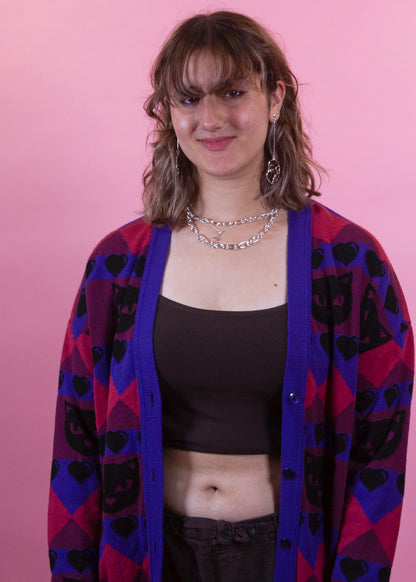 Home of Rainbows - Berry Kitty Knit Cardigan