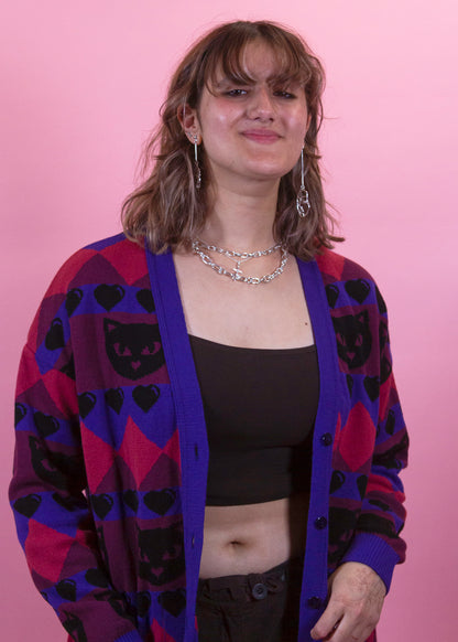 Home of Rainbows - Berry Kitty Knit Cardigan