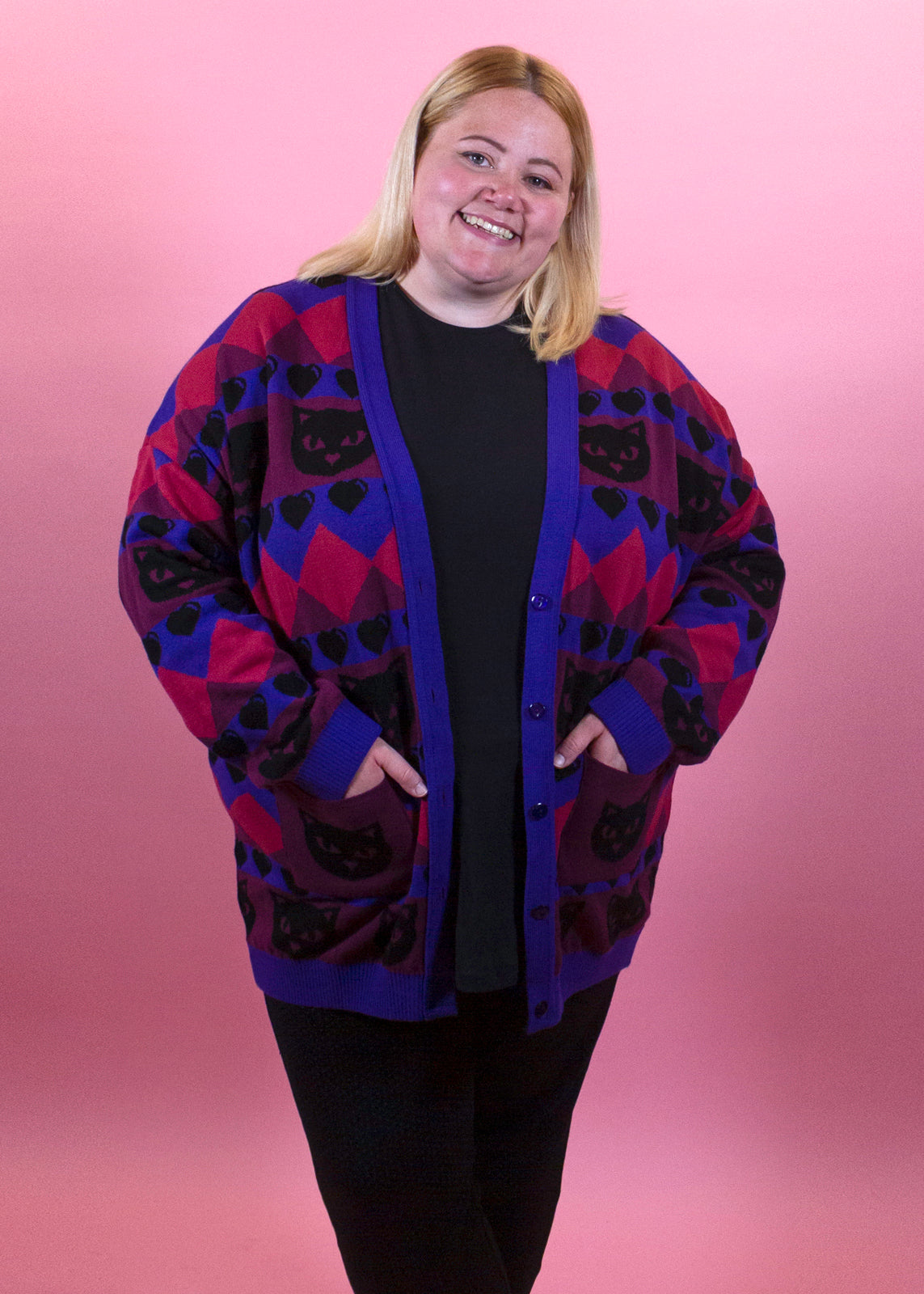 Home of Rainbows - Berry Kitty Knit Cardigan
