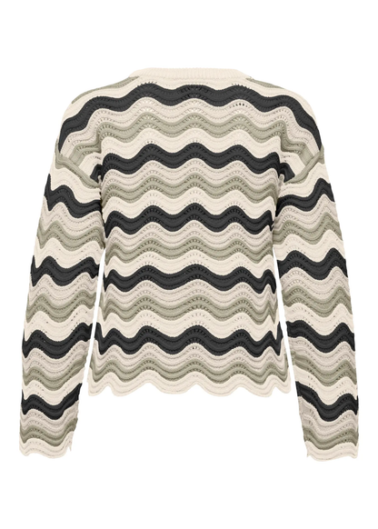 Only - Wavy Black, Stone & Cream Wavy Knit Jumper