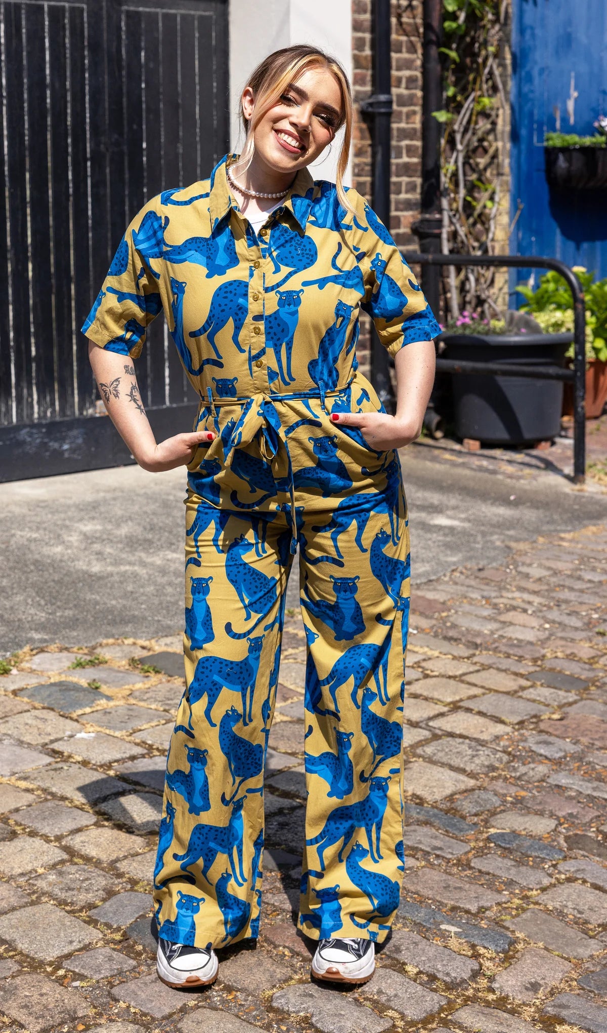 Cat online print jumpsuit