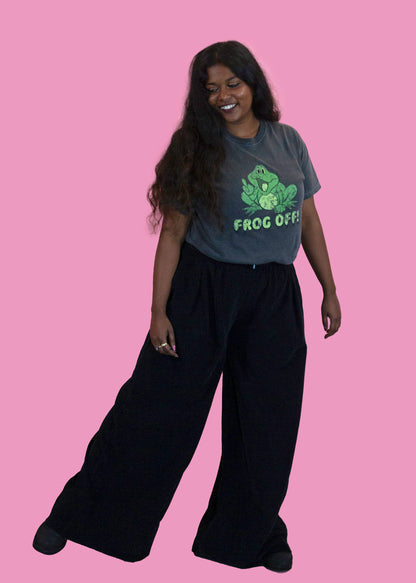 The Edit - Black Corduroy Wide Leg Trousers