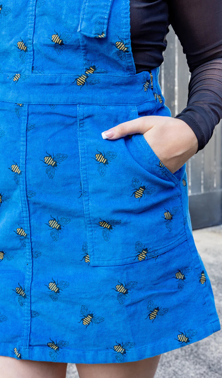Run Fly Blue Bee Corduroy Pinafore