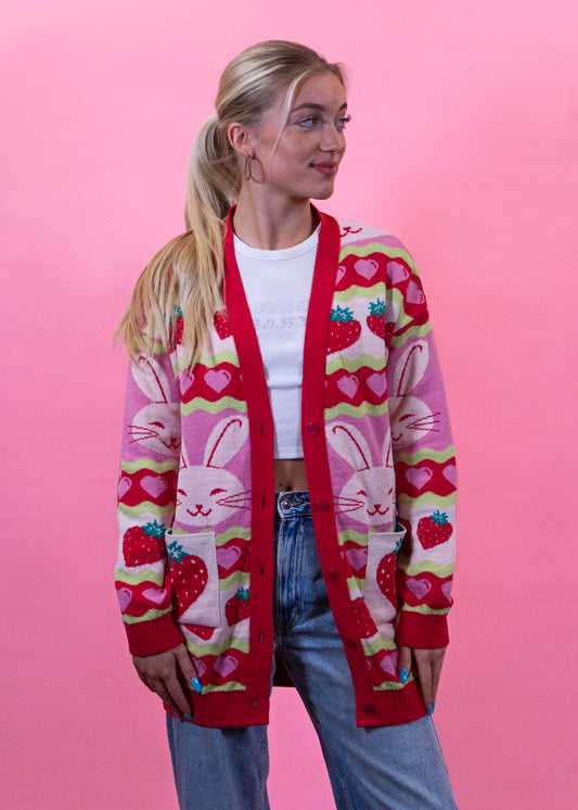 Home of Rainbows - Strawberry Rabbit Knit Cardigan