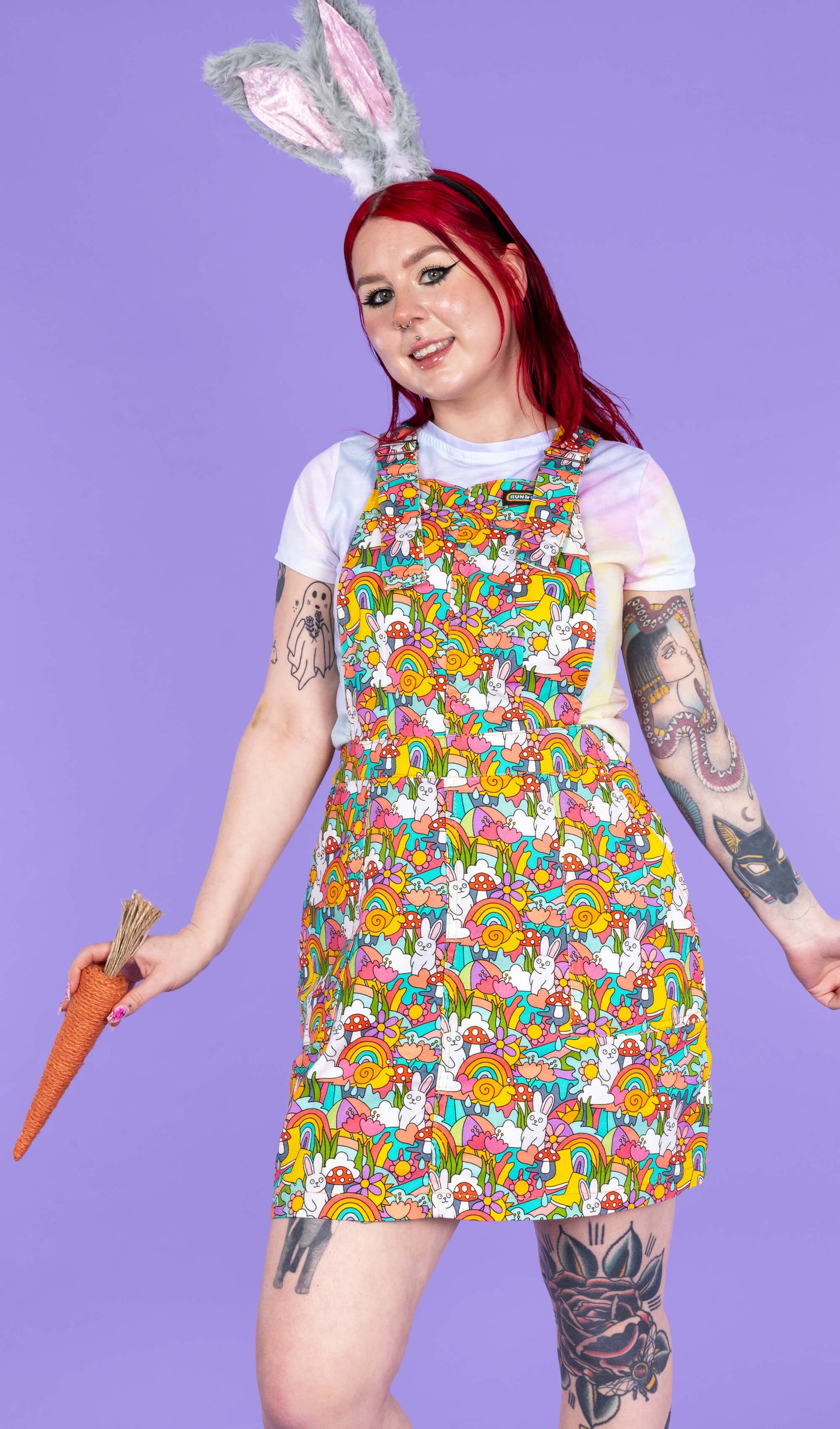 Run & Fly - Some Bunny Loves You Stretch Twill Pinafore Dress