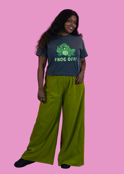 The Edit - Chartreuse Corduroy Wide Leg Trousers