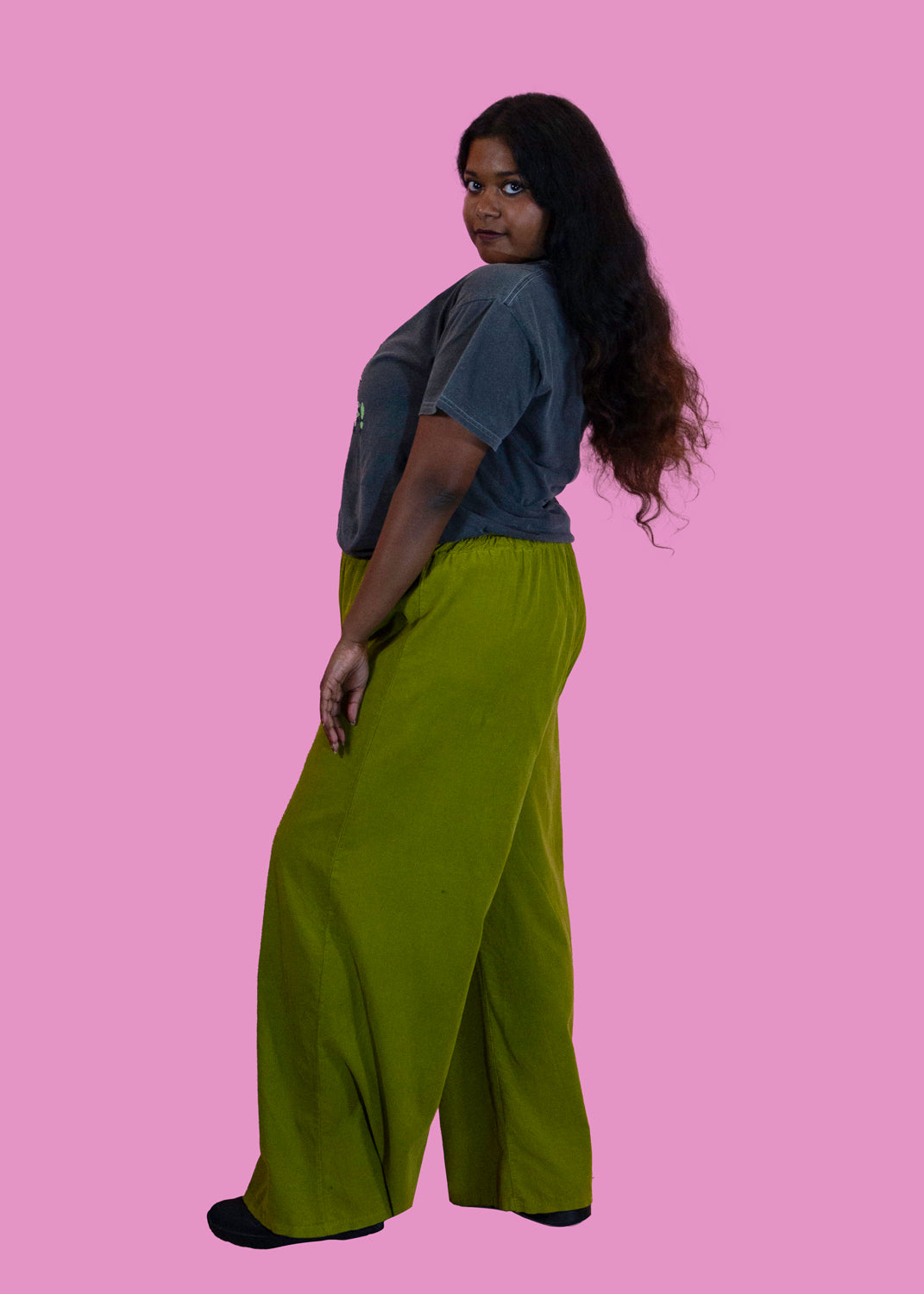 The Edit - Chartreuse Corduroy Wide Leg Trousers