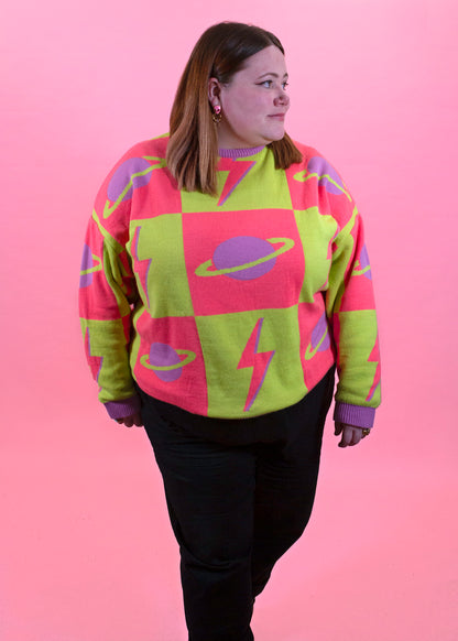 Home of Rainbows - Cosmic Disco Check Jumper