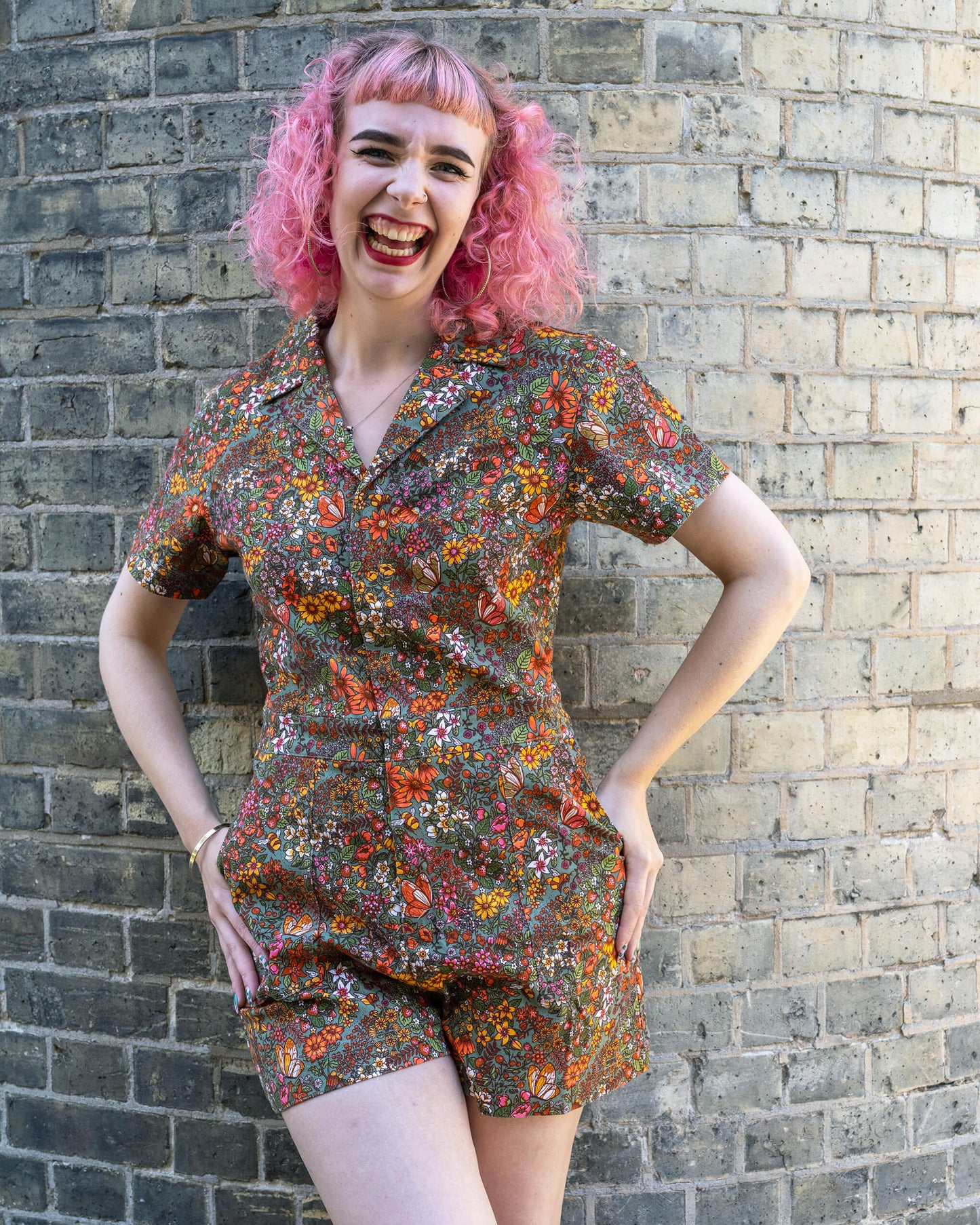 Run & Fly - Cottagecore Garden Stretch Twill Playsuit