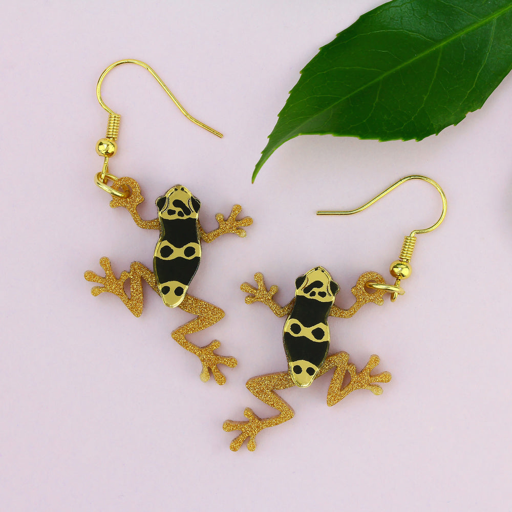 Little Moose - Yellow Banded Poison Dart Frog Charm Earrings