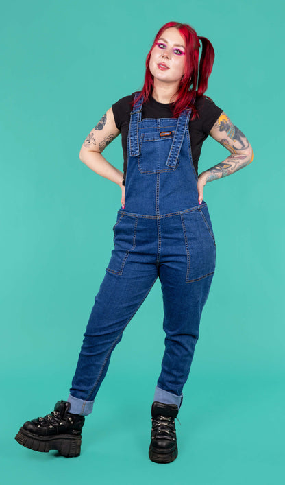 Run & Fly - Blue Stone Wash Stretch Denim Dungarees