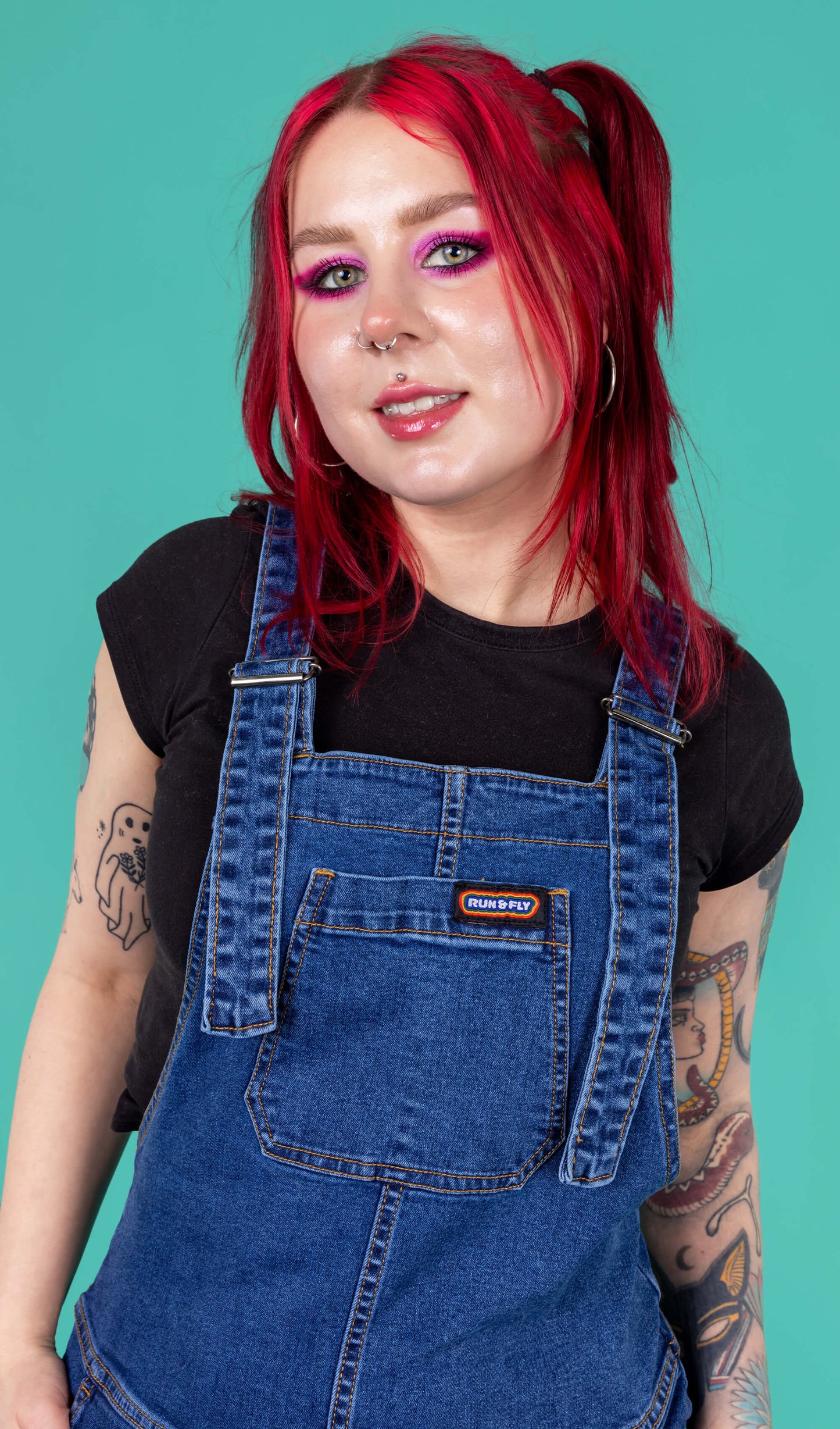 Run & Fly - Blue Stone Wash Stretch Denim Dungarees