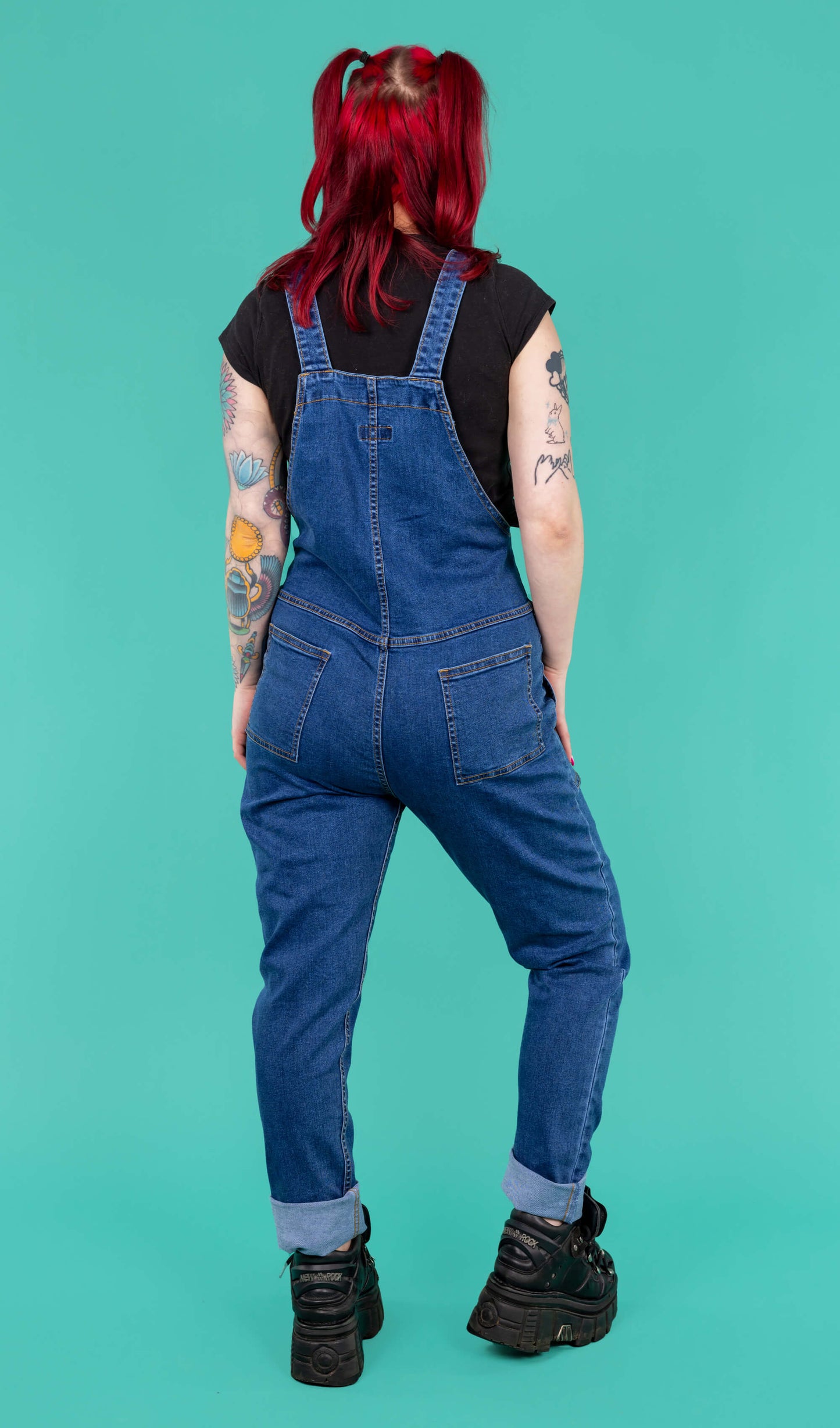 Run & Fly - Blue Stone Wash Stretch Denim Dungarees